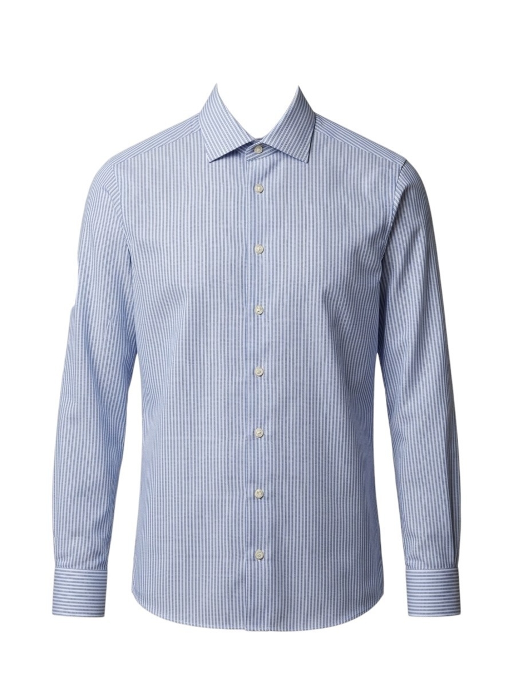15.5 Eton Signature Twill Slim Fit 100% Cotton Striped Dress Shirt Blue White
